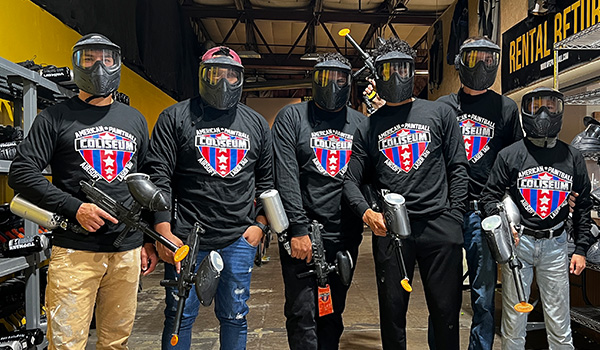 bachelor party ready to play paintball